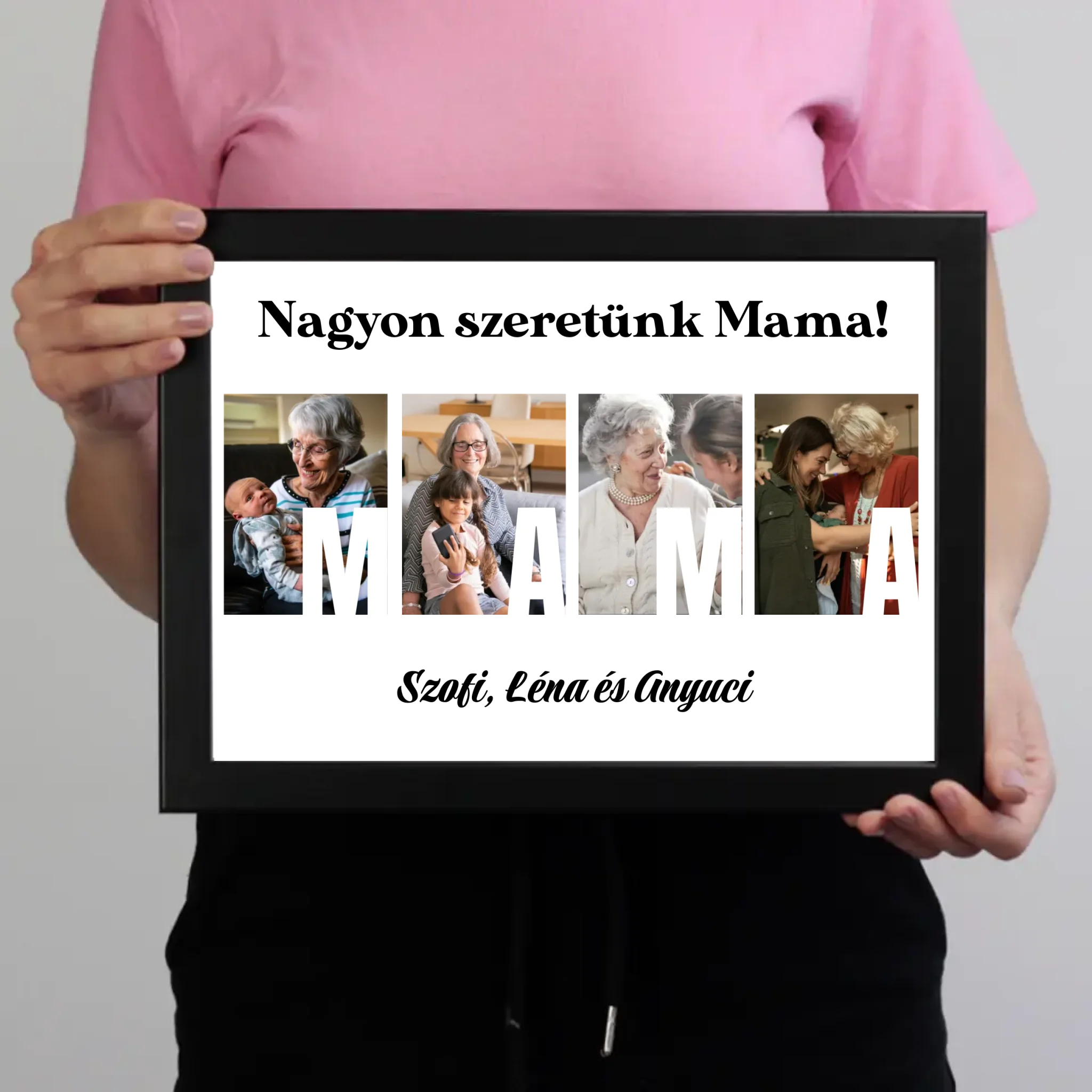 Ajándék Mamának - Egyedi képes Mama szeretünk falikép