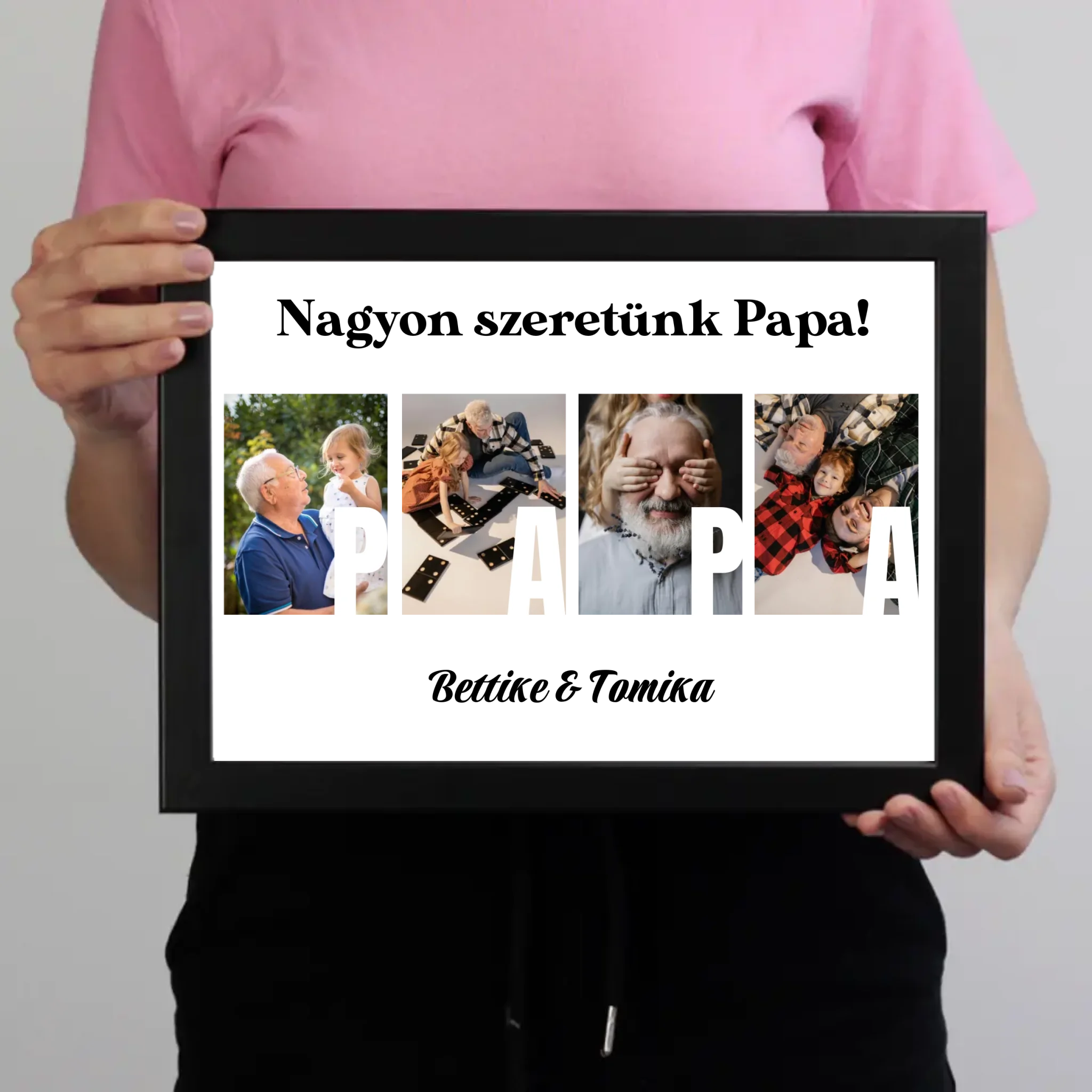 Ajándék Papának - Egyedi képes Papa szeretünk falikép
