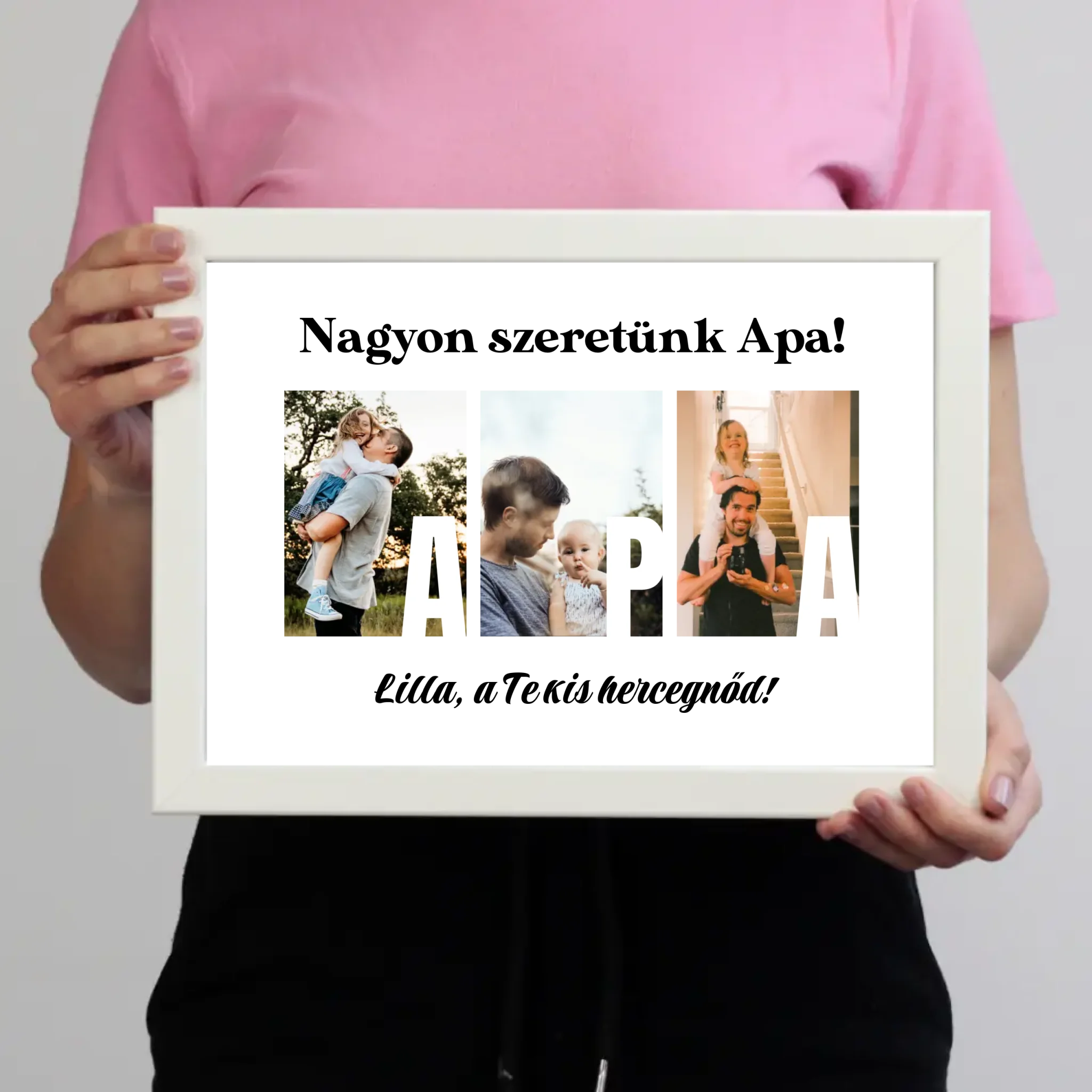 Ajándék Apának - Egyedi képes Apa szeretünk falikép