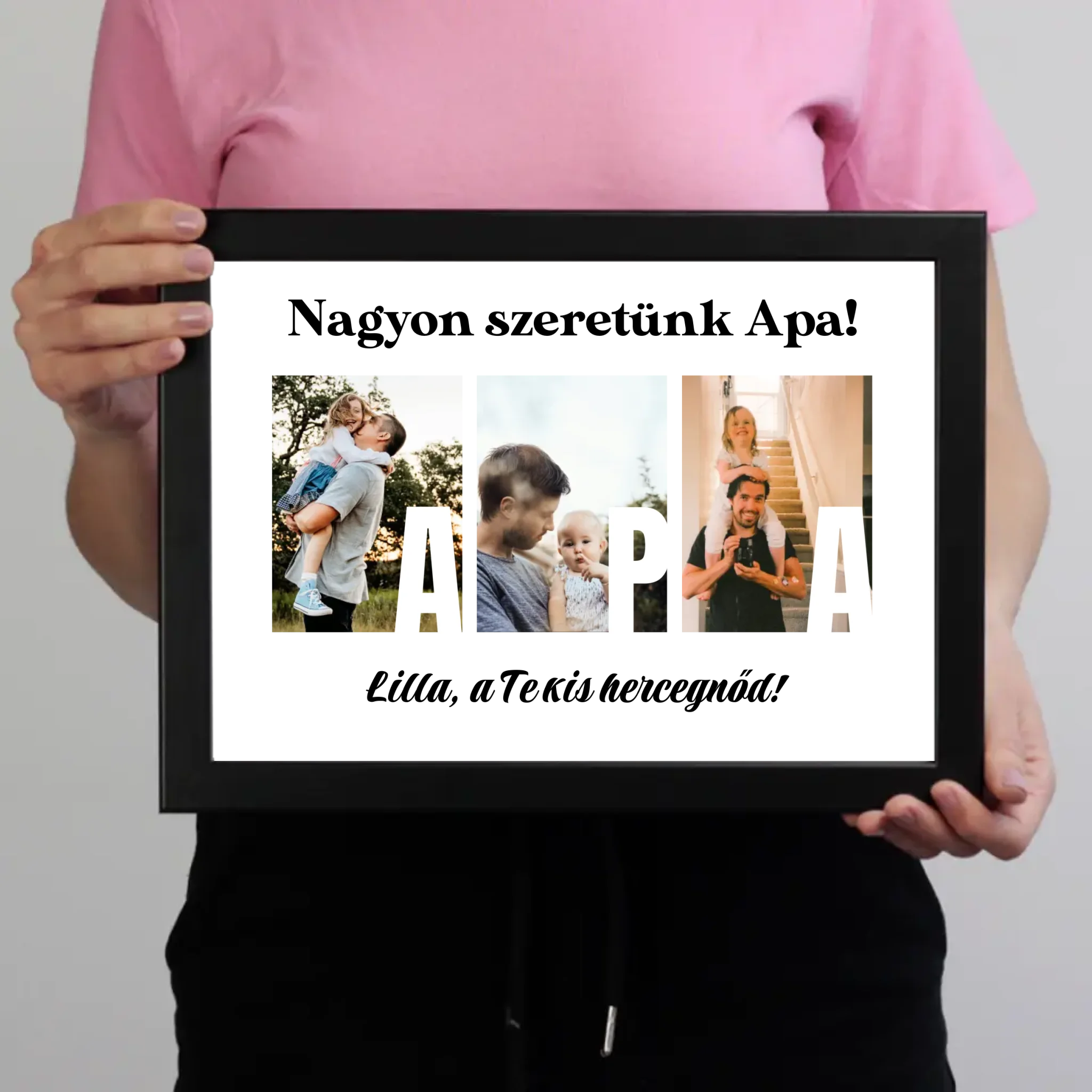 Ajándék Apának - Egyedi képes Apa szeretünk falikép