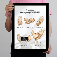 A mi kis családunk története falikép egyedi dátummal és fotóval