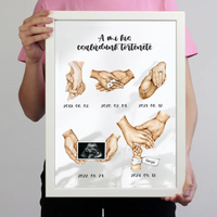 A mi kis családunk története falikép egyedi dátummal és fotóval