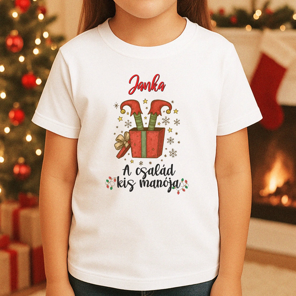 A család kis manója gyerek póló karácsonyra