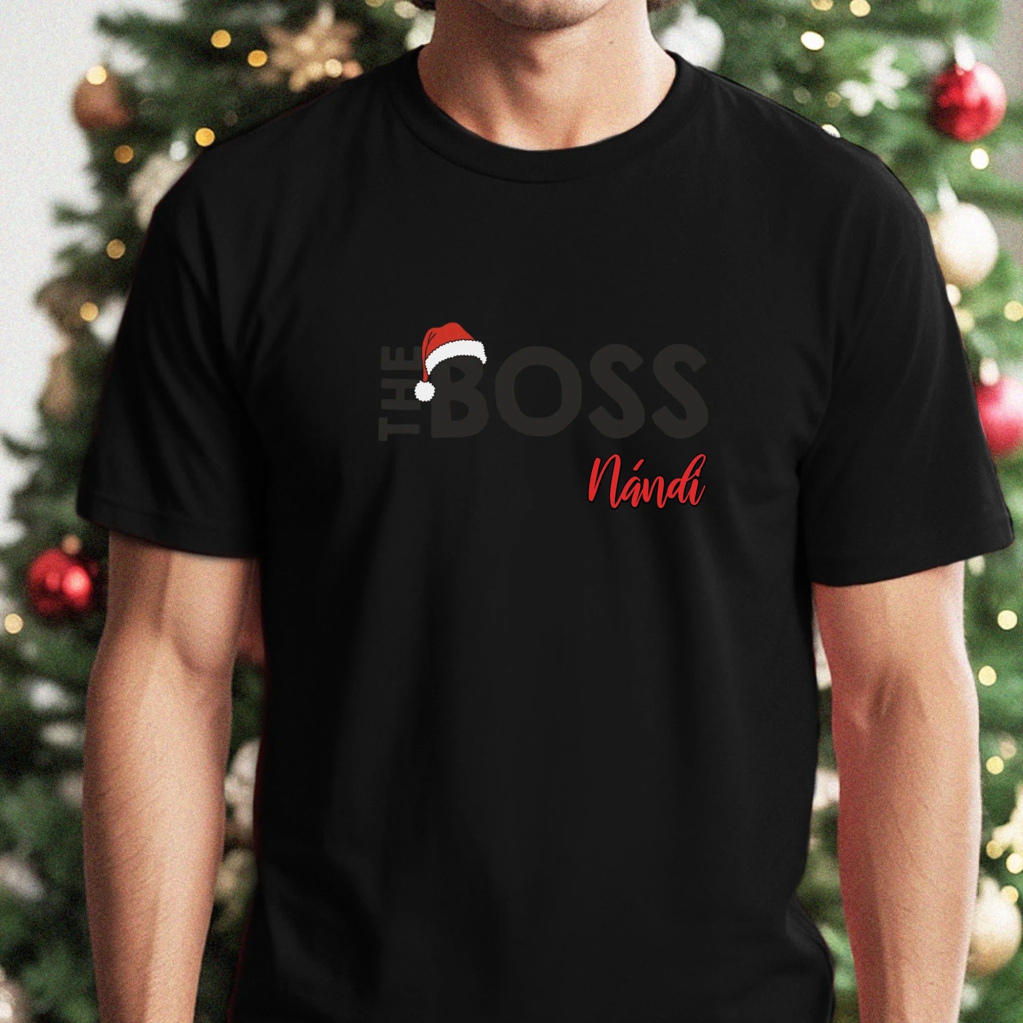 Egyedi férfi póló - The boss karácsonyi póló férfiaknak