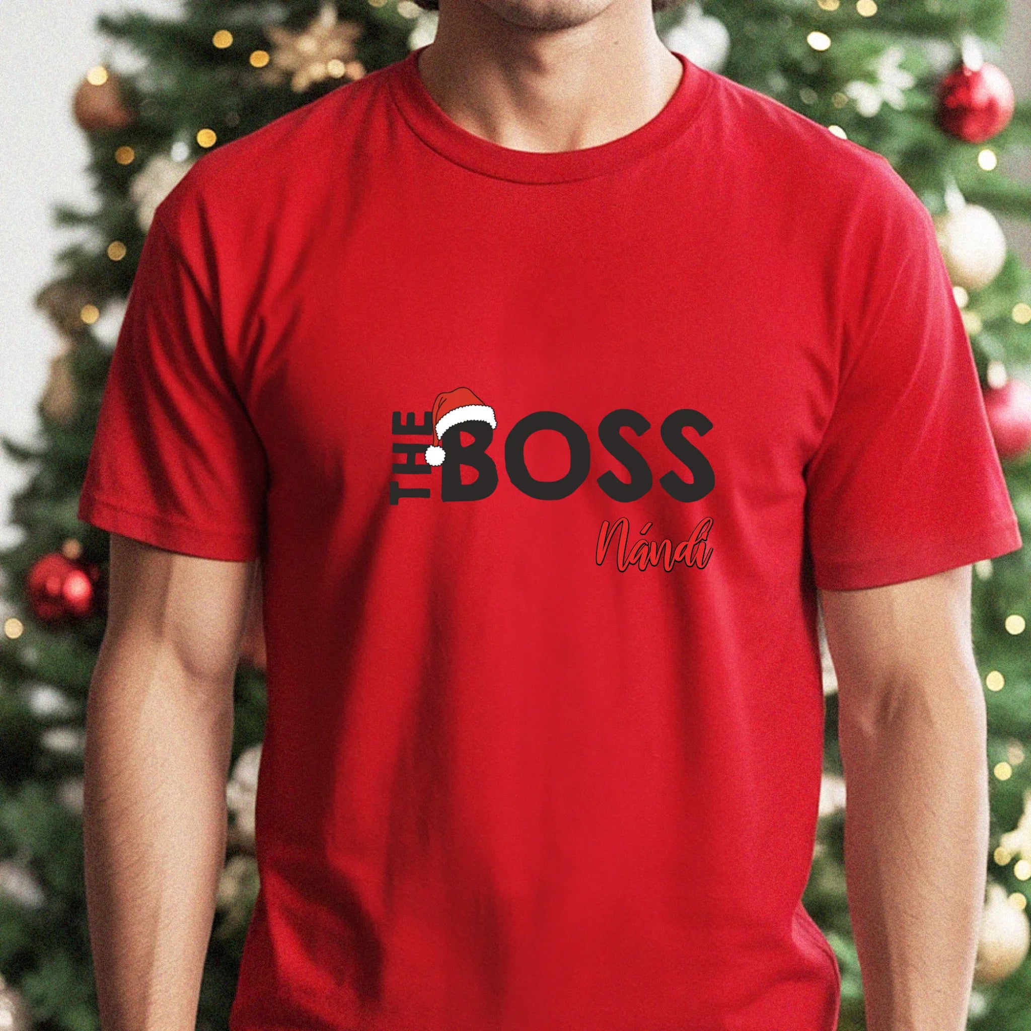 Egyedi férfi póló - The boss karácsonyi póló férfiaknak