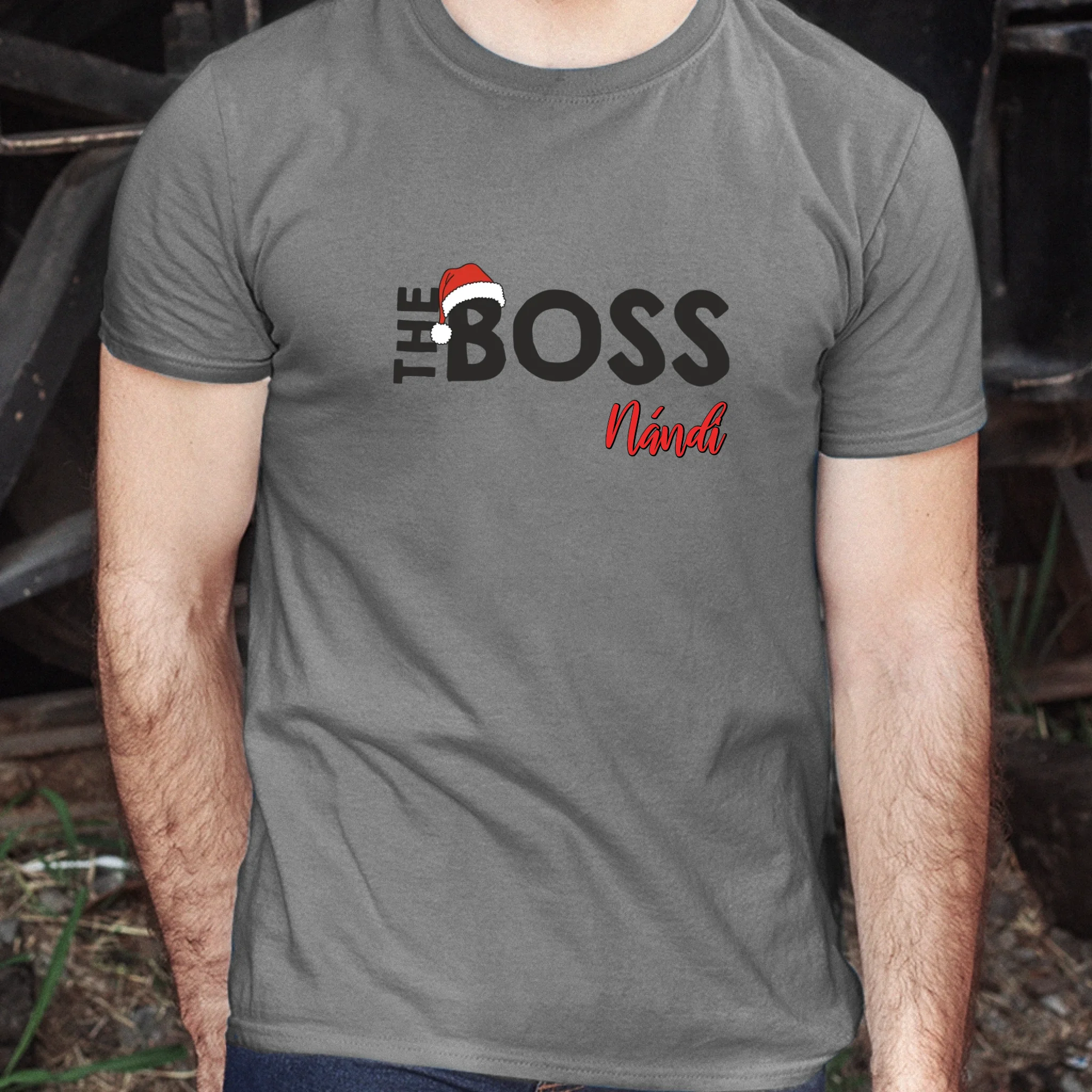 Egyedi férfi póló - The boss karácsonyi póló férfiaknak