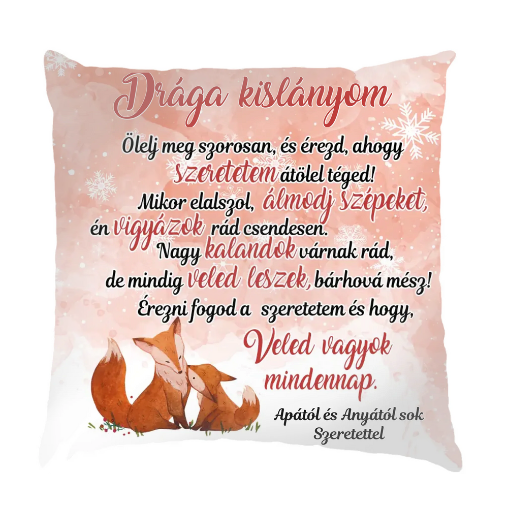 Karácsonyi ölelős fullprint párna választható mintával gyerekeknek