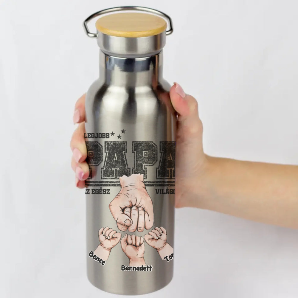 Ajándék Papáknak - Személyre szabható A legjobb Papa ezüst kulacs