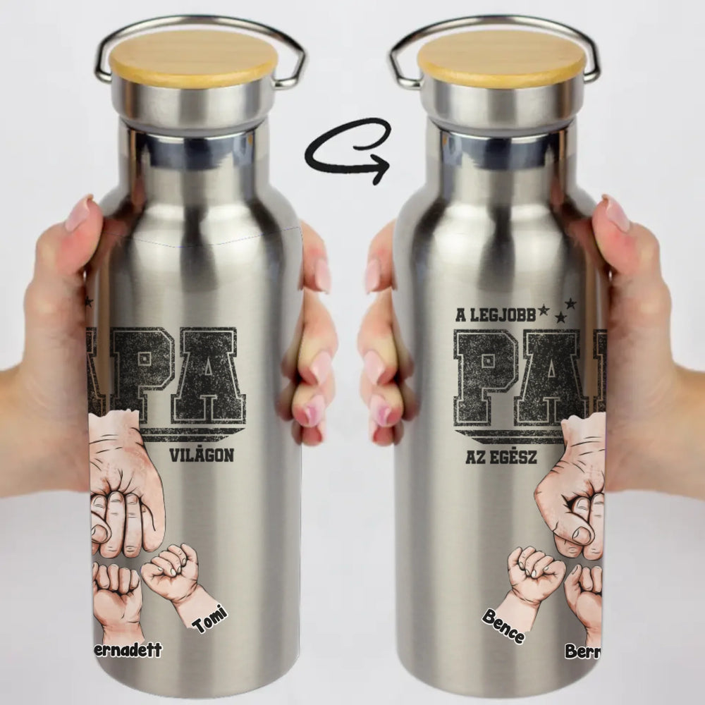 Ajándék Papáknak - Személyre szabható A legjobb Papa ezüst kulacs