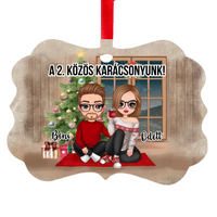 Egyedi karácsonyi ajándék pároknak - szerkeszthető karakteres karácsonyfadísz