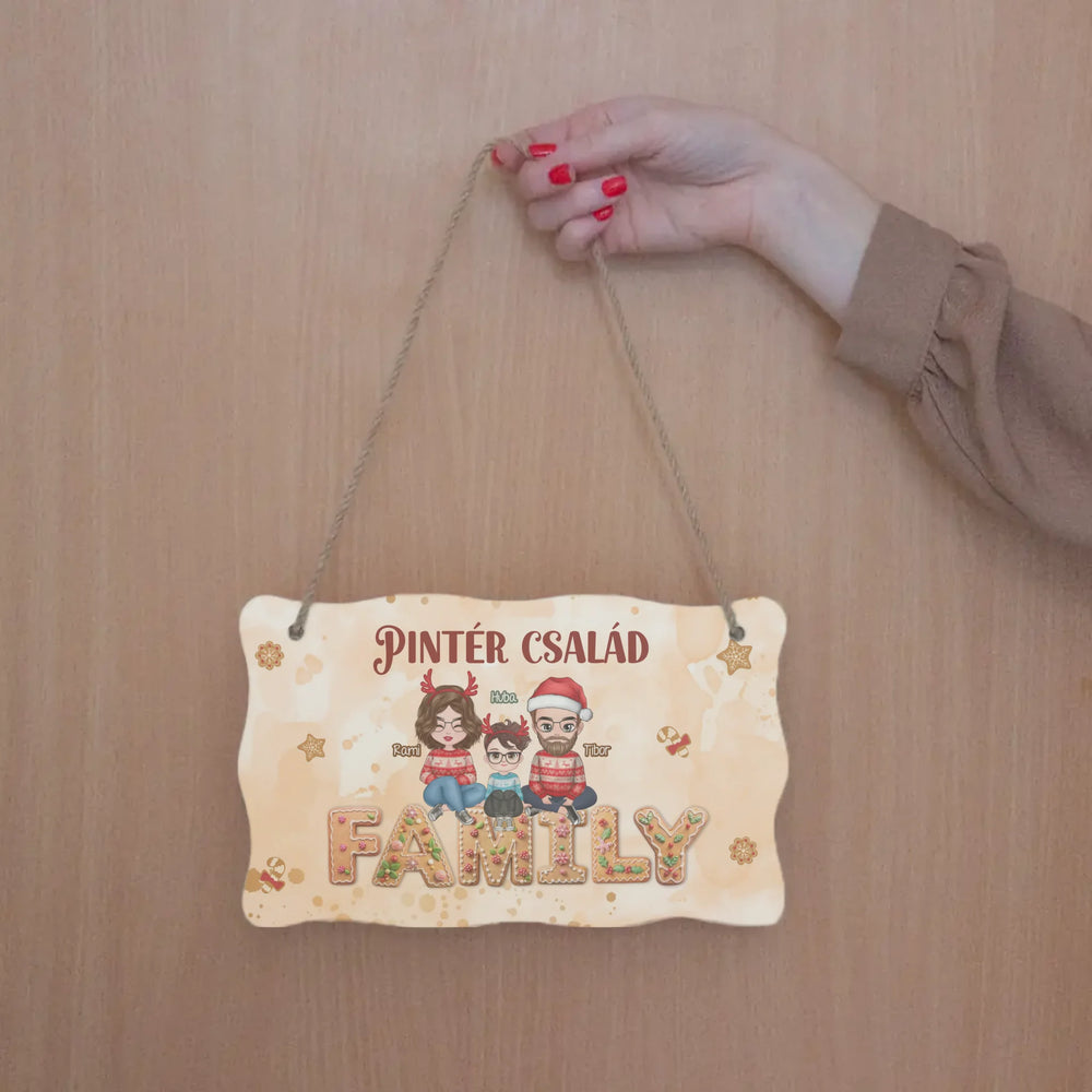 Karácsonyi dísztábla szerkeszthető karakterekkel az egész Családnak