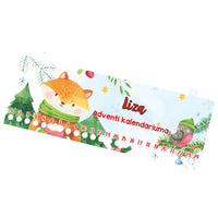 Egyedi neves adventi kalendárium gyerekeknek téli rókás mintával
