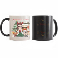 Egyedi karácsonyi bögre macskás gazdiknak - lányos mintával akár 3 macskával