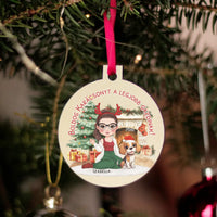 Egyedi karácsonyfadísz gazdiknak - lányos mintával akár 3 kutyával