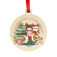 Egyedi karácsonyfadísz gazdiknak - lányos mintával akár kutyával és macskával