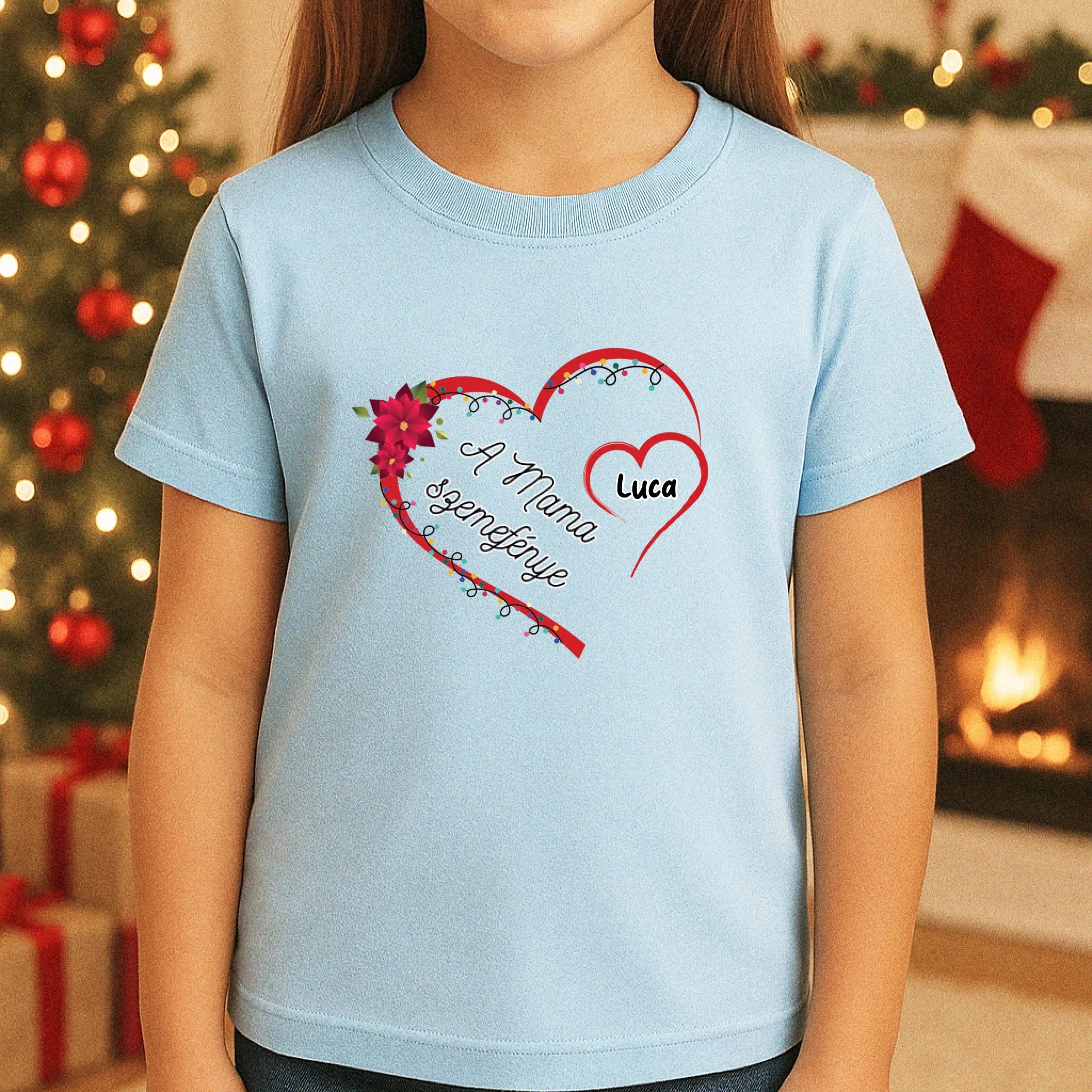 Szíves feliratos gyerek póló karácsonyra