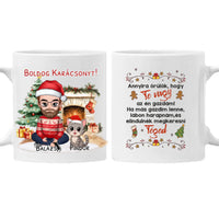 Egyedi karácsonyi bögre macskás gazdiknak - fiús mintával akár 3 macskával