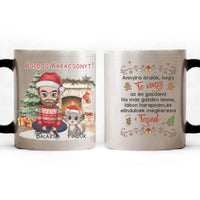Egyedi karácsonyi bögre macskás gazdiknak - fiús mintával akár 3 macskával