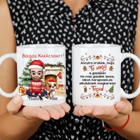 Egyedi karácsonyi bögre kutyás gazdiknak - fiús mintával akár 3 kutyával