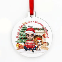 Egyedi karácsonyfadísz gazdiknak - fiús mintával akár 3 kutyával