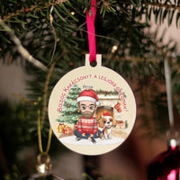 Egyedi karácsonyfadísz gazdiknak - fiús mintával akár 3 kutyával