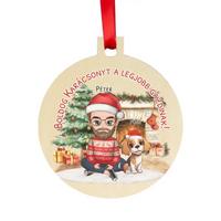 Egyedi karácsonyfadísz gazdiknak - fiús mintával akár 3 kutyával
