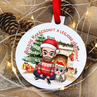 Egyedi karácsonyfadísz gazdiknak - fiús mintával akár 3 macskával