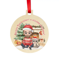 Egyedi karácsonyfadísz gazdiknak - fiús mintával akár 3 macskával