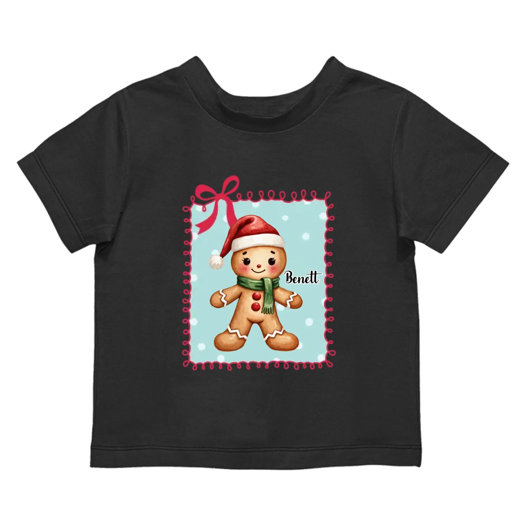 Mézeskalács mintás gyerek póló karácsonyra egyedi névvel