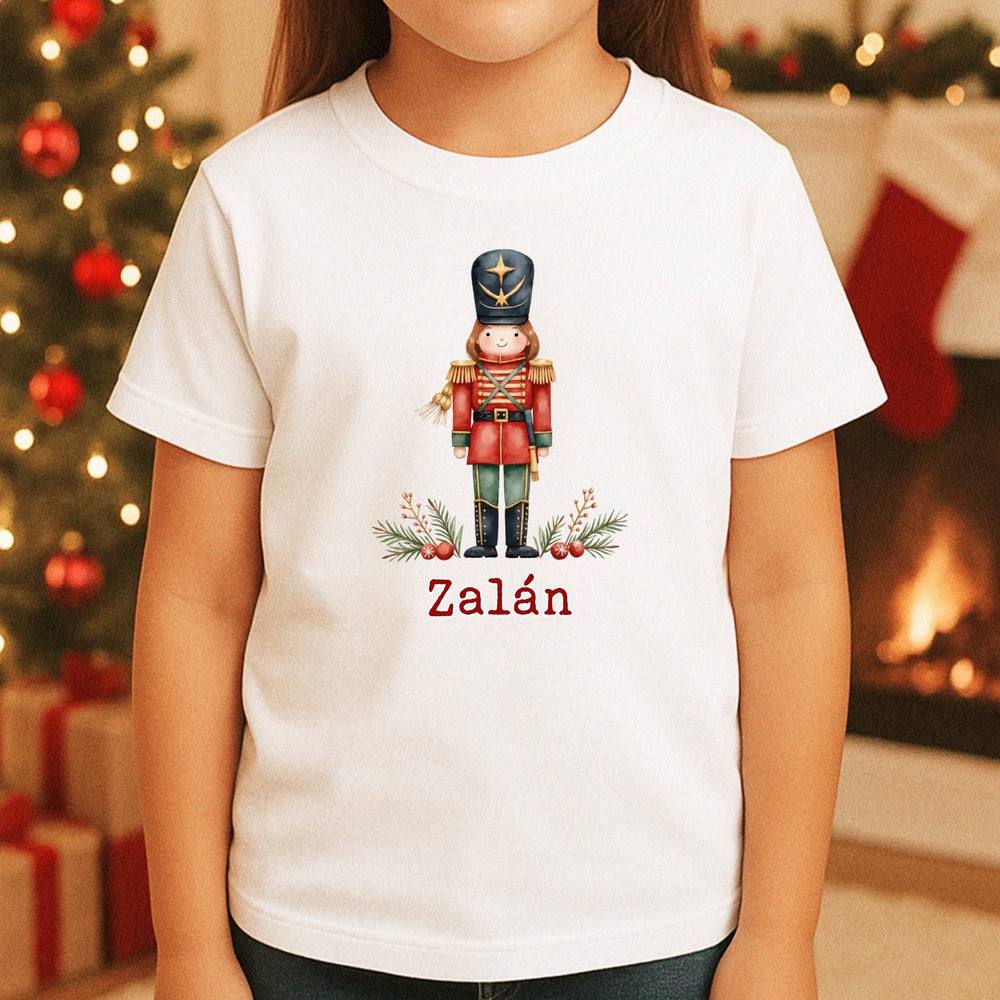 Vintage karácsonyi mintás gyerek póló egyedi névvel