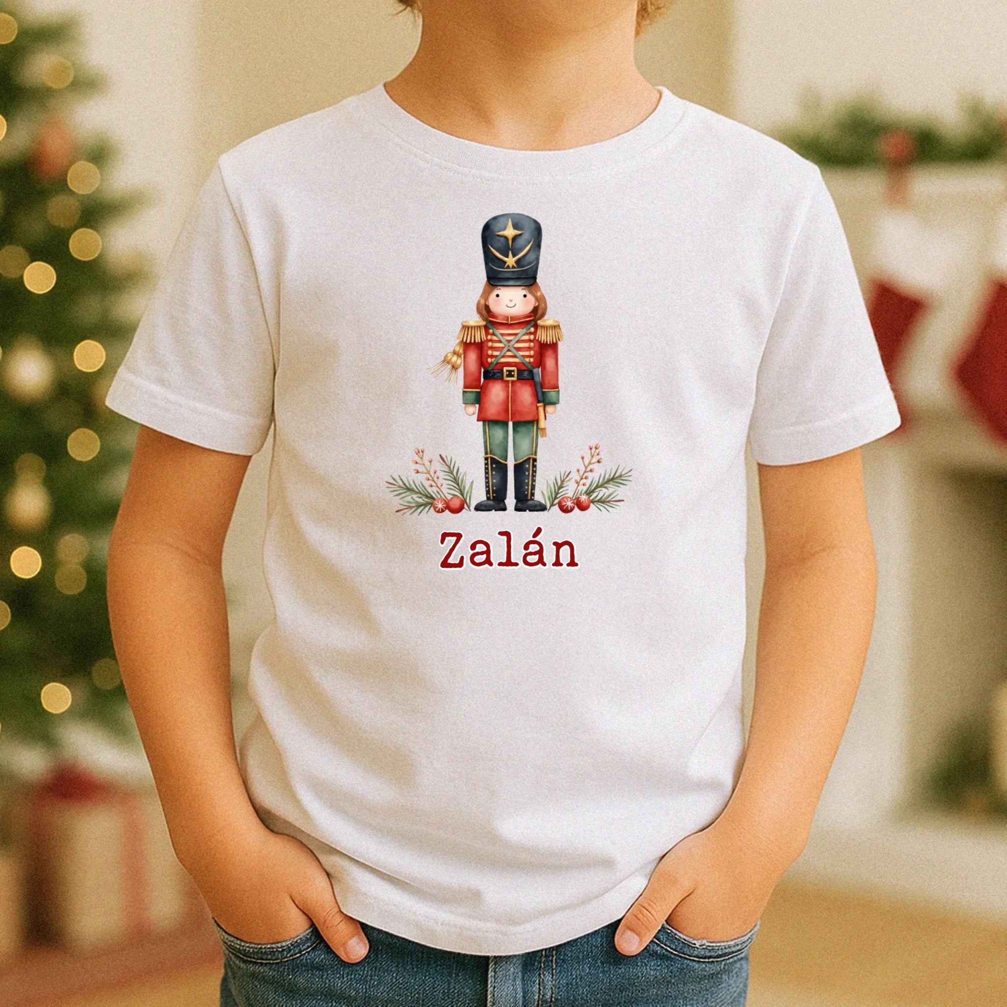 Vintage karácsonyi mintás gyerek póló egyedi névvel