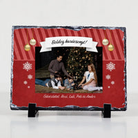 Karácsonyi gránitlap felirattal egyedi névvel és fotóval