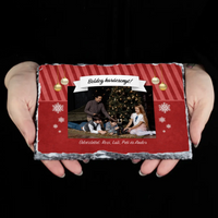 Karácsonyi gránitlap felirattal egyedi névvel és fotóval