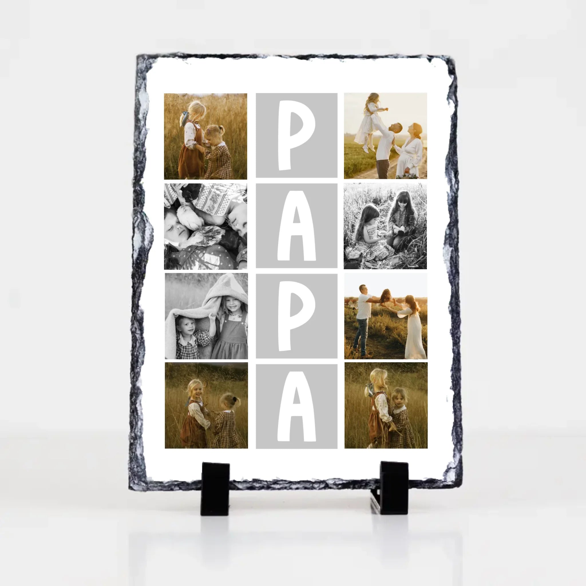 8 fényképes fotókollázs fényképes gránitkő- egyedi ajándék nagypapáknak