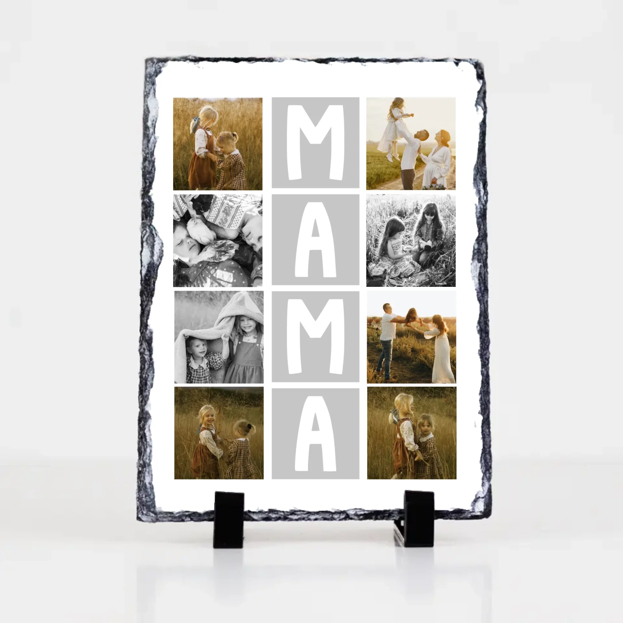 8 fényképes fotókollázs fényképes gránitkő- egyedi ajándék nagymamáknak