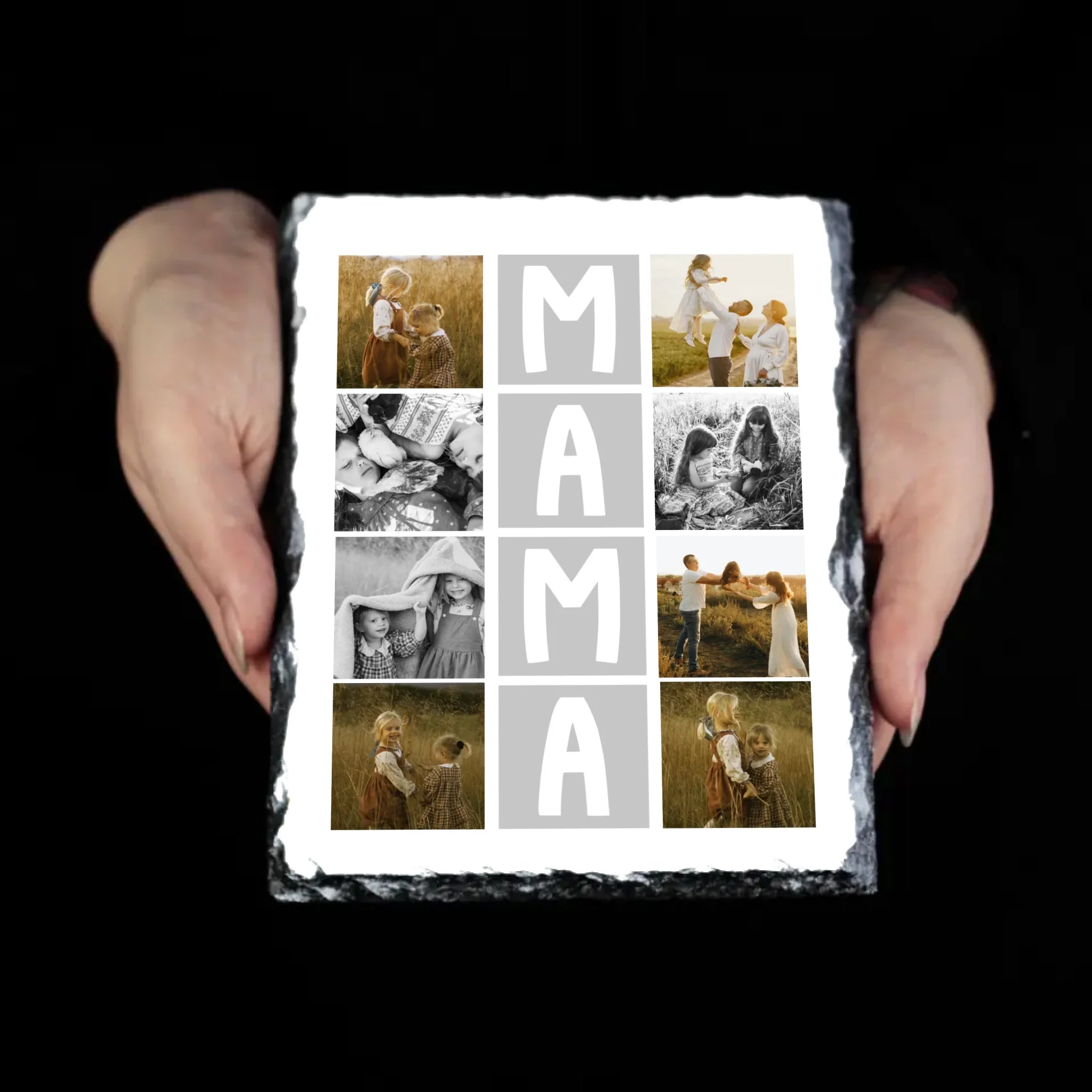 8 fényképes fotókollázs fényképes gránitkő- egyedi ajándék nagymamáknak