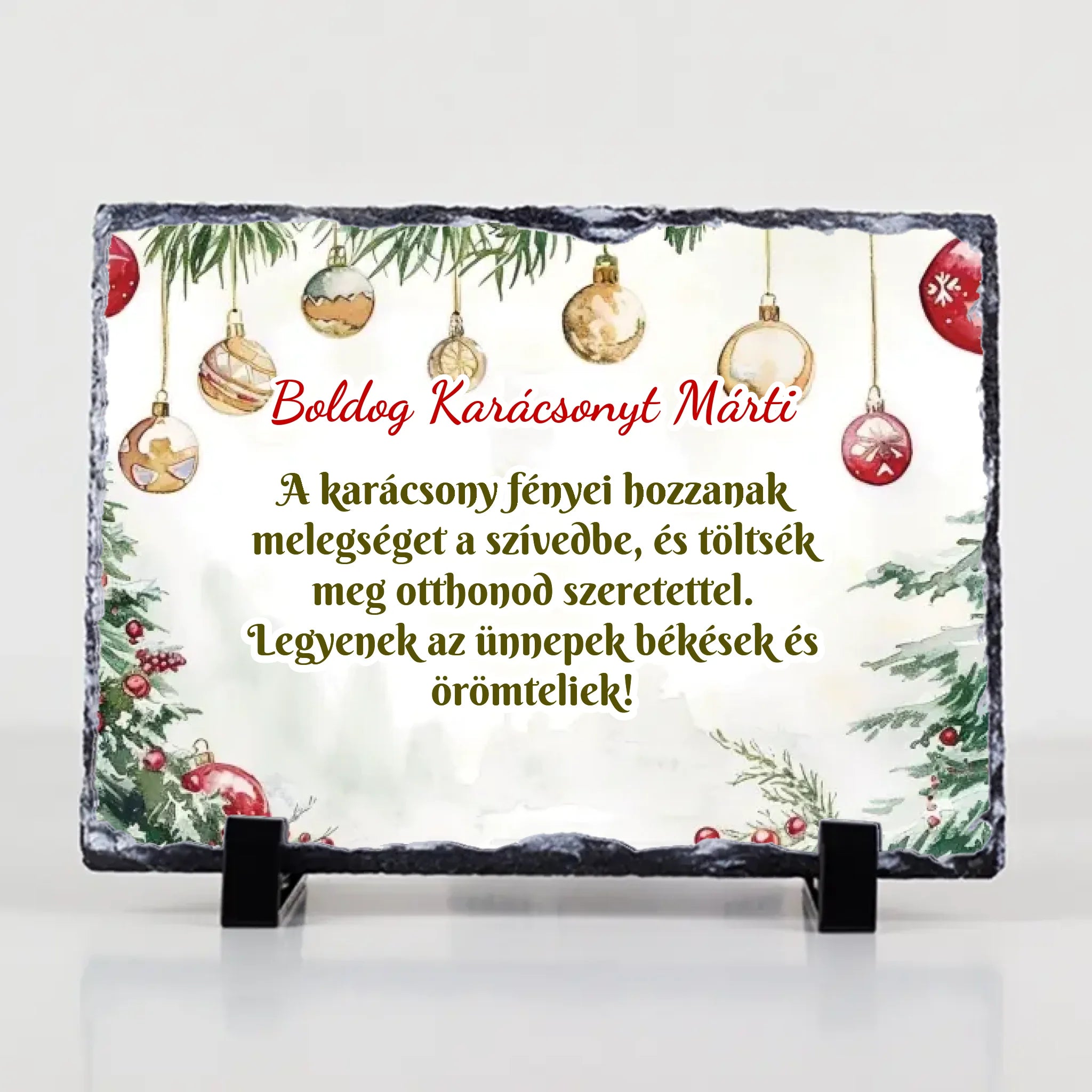 Karácsonyi áldás ajándék gránitlap szerkeszthető felirattal