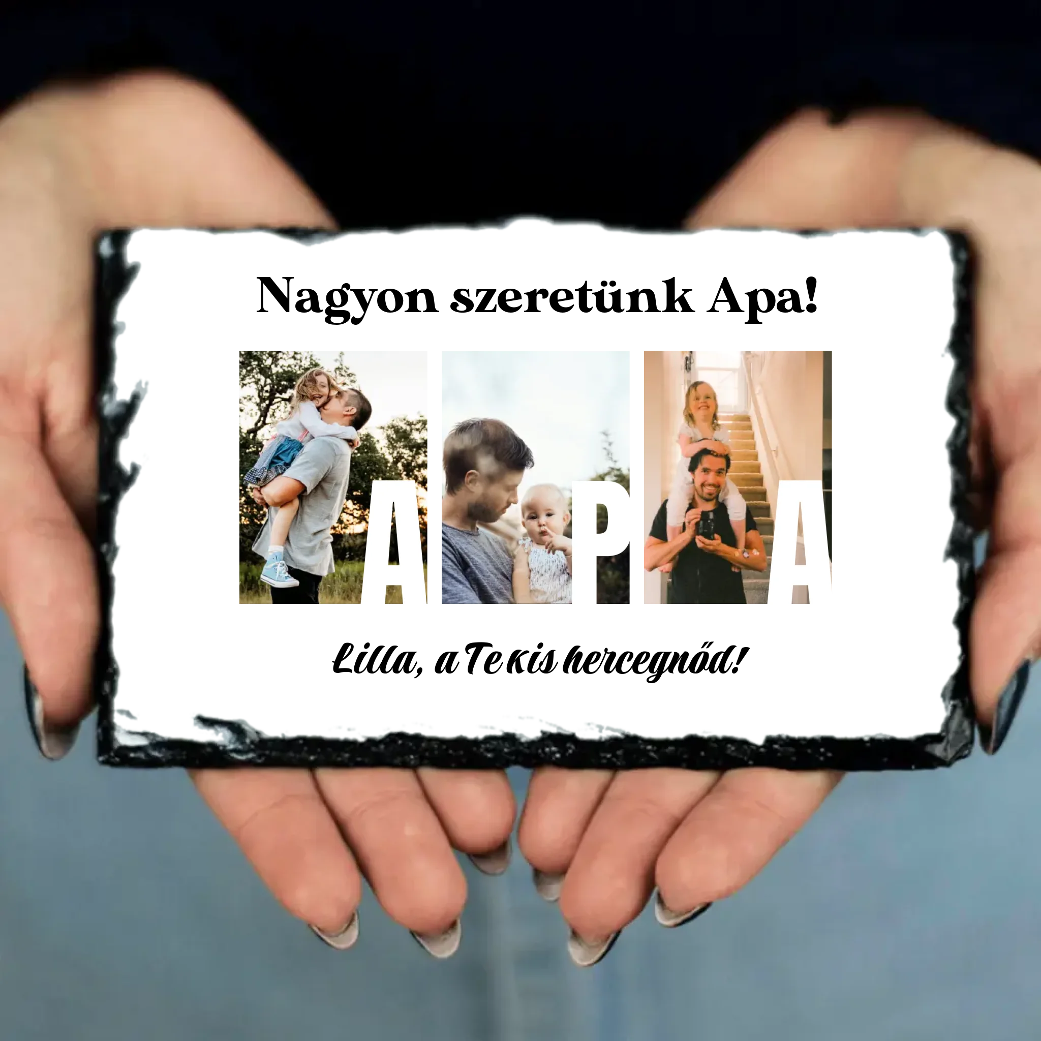 Ajándék Apának - Egyedi képes Apa szeretünk gránitlap