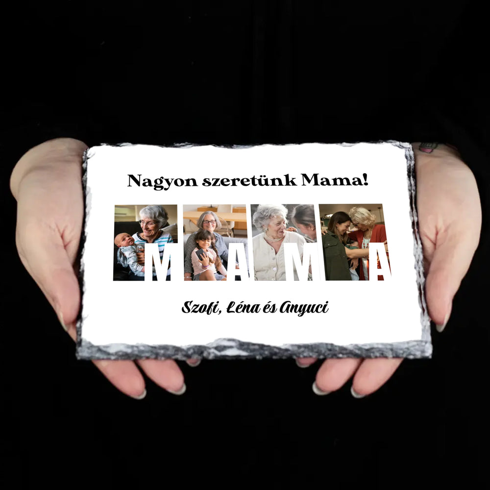 Ajándék Mamának - Egyedi képes Mama szeretünk gránitlap