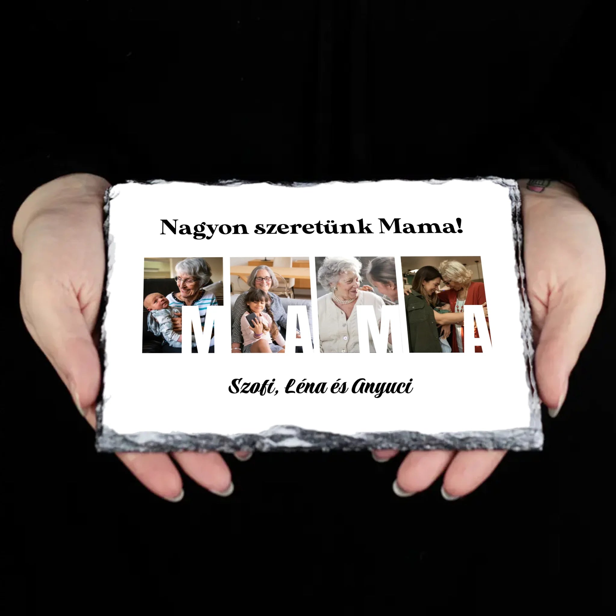 Ajándék Mamának - Egyedi képes Mama szeretünk gránitlap
