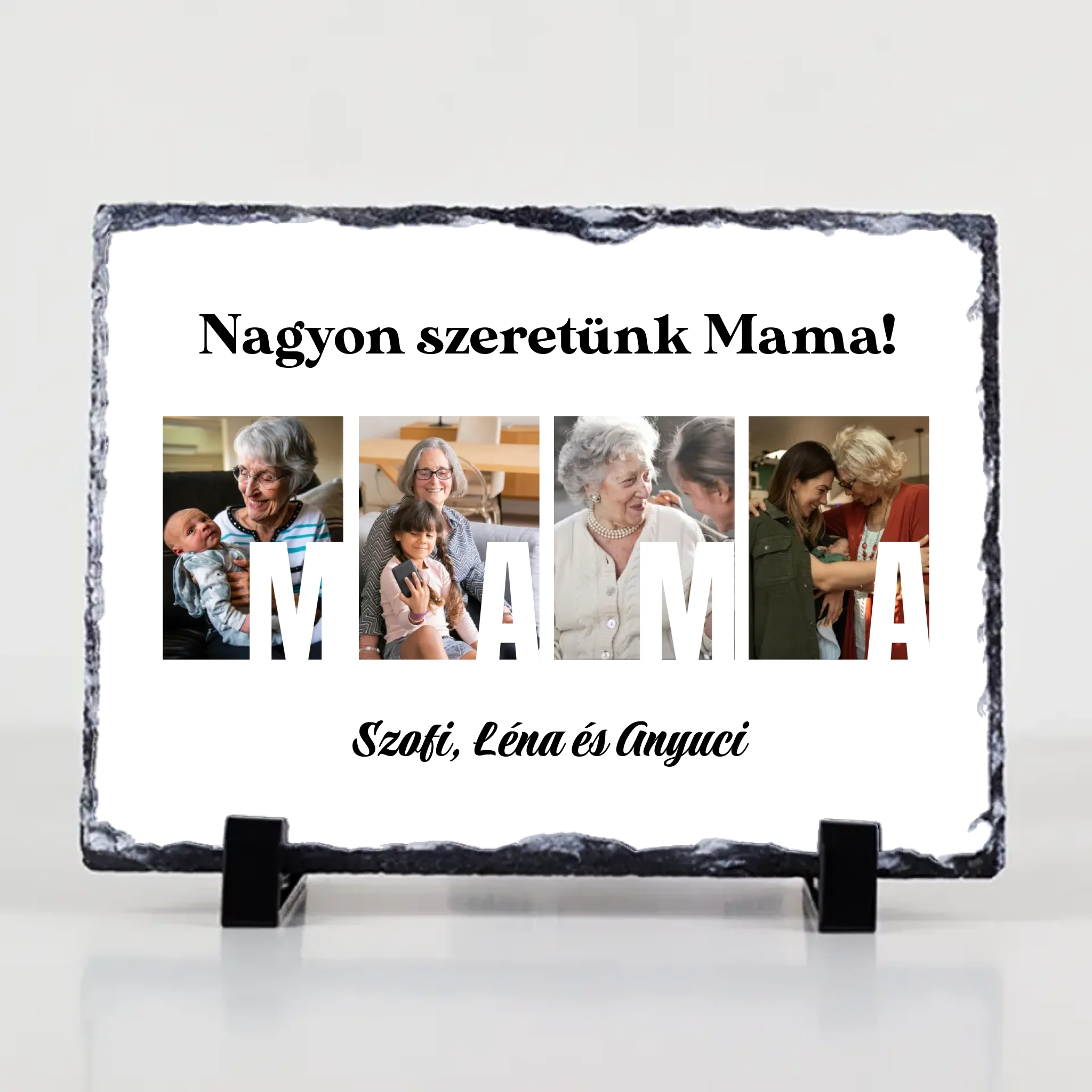 Ajándék Mamának - Egyedi képes Mama szeretünk gránitlap