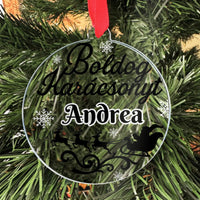 Egyedi neves ajándék - üveg karácsonyfadísz karácsonyi mintával__