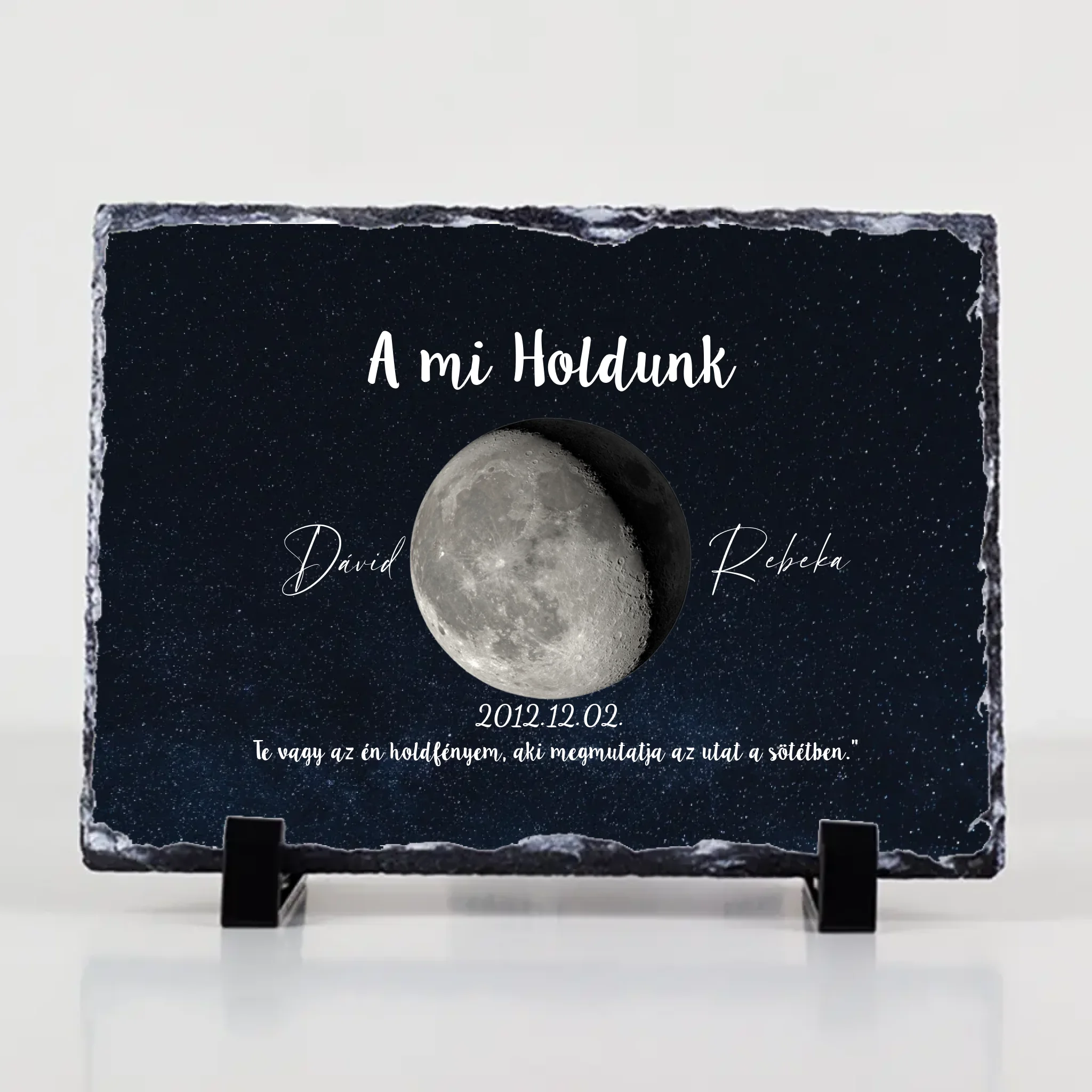 A mi holdunk - egyedi feliratos szerkeszthető ajándék gránitlap