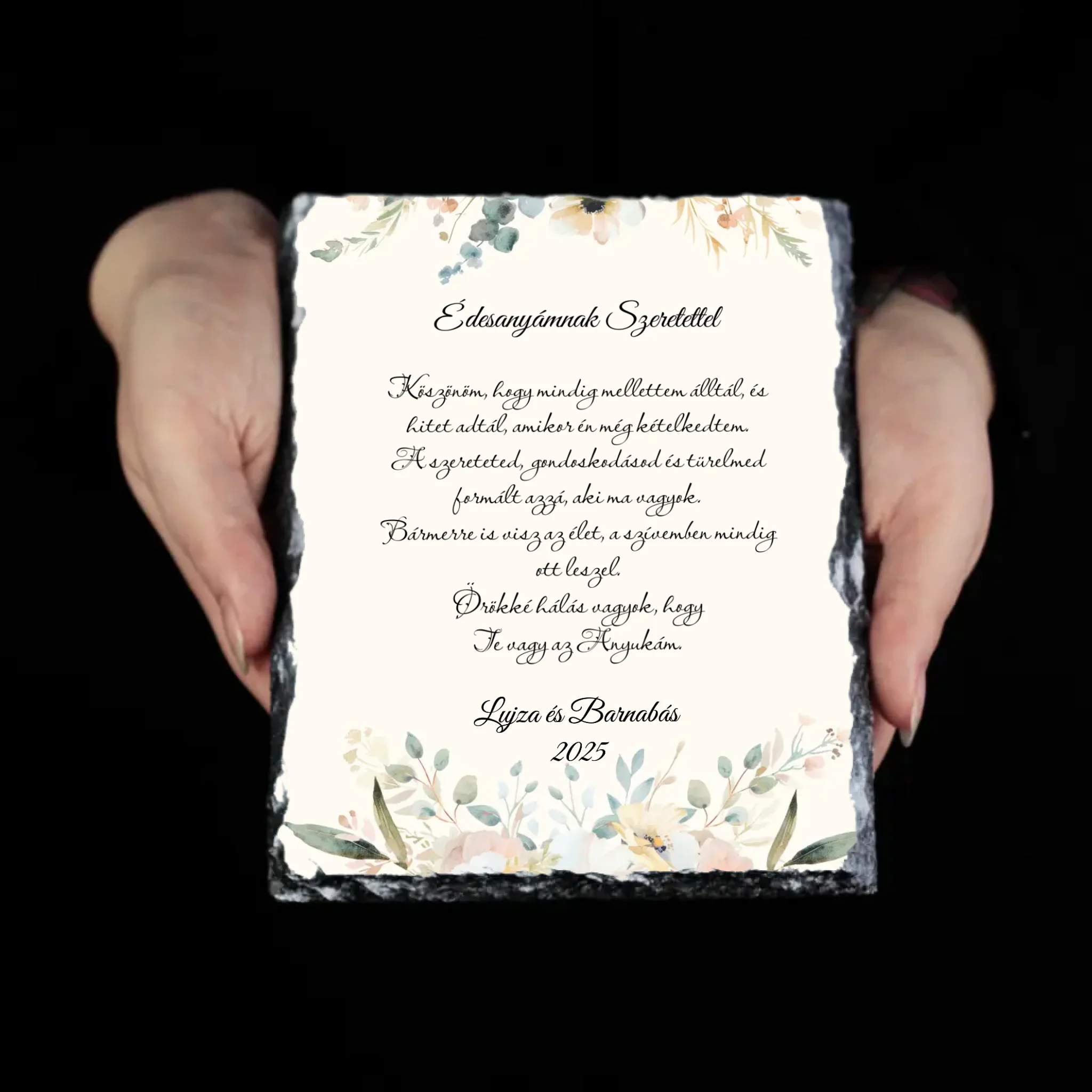 Édesanyámnak Szeretettel gránitkép - egyedi feliratos esküvői köszönőajándék Anyukáknak