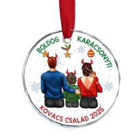 	 Családi ajándék boldog karácsonyt egyedi üvegdísz