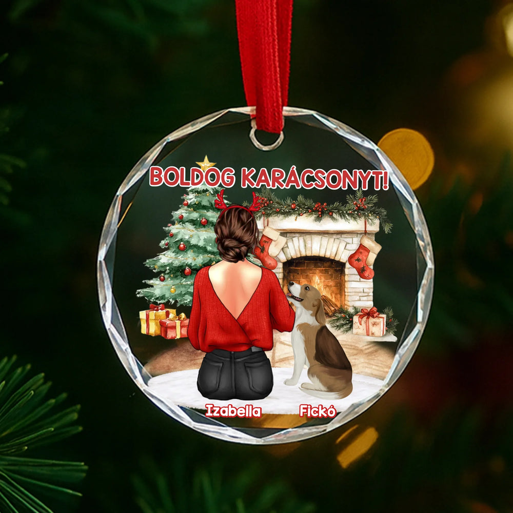Kutyás karácsonyi üvegdísz - egyedi karácsonyi ajándék gazdiknak