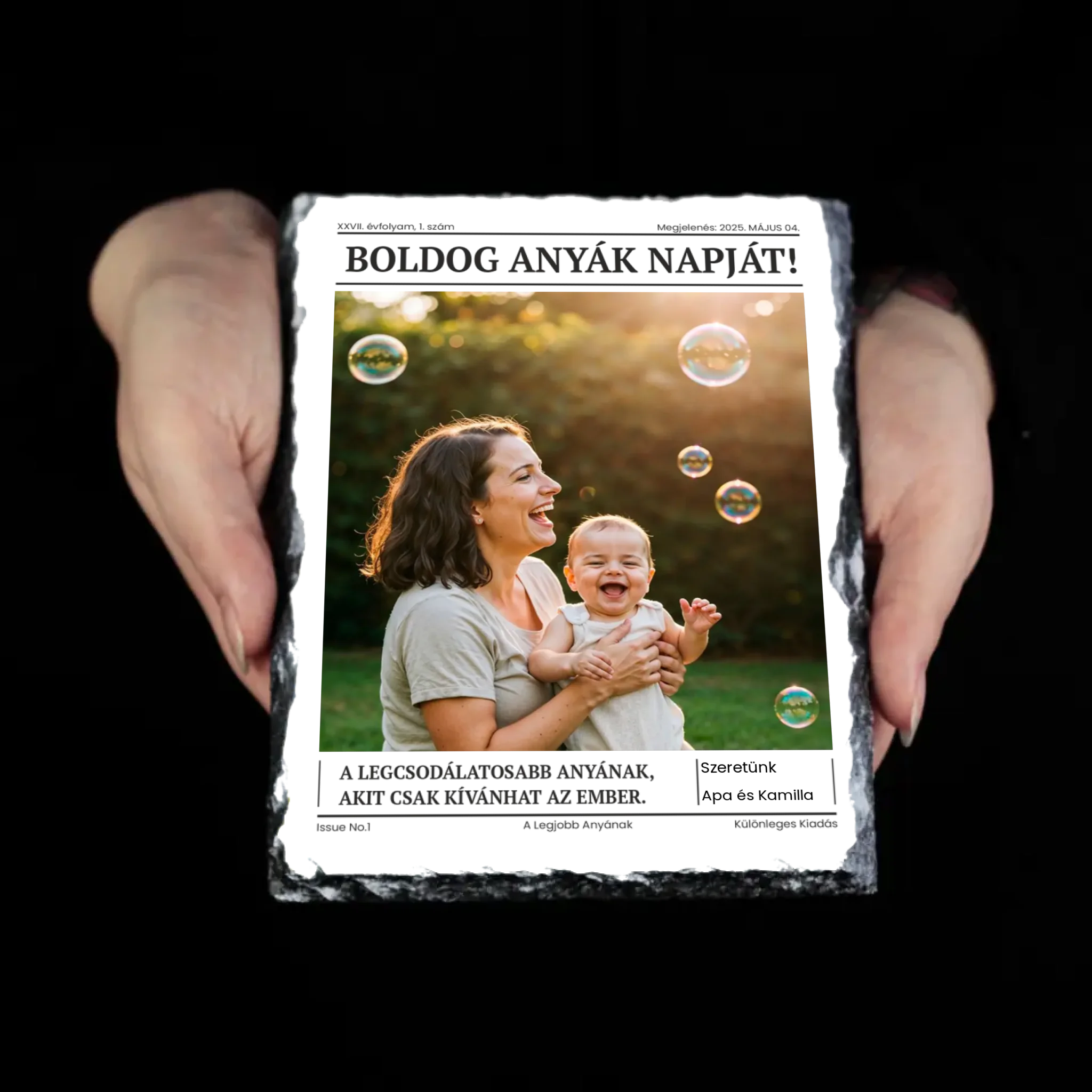 Boldog Anyák Napját - egyedi képes gránitlap Anyáknak