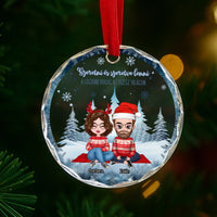 Szeretni és szeretve lenni - egyedi ajándék üveg karácsonyfadísz pároknak