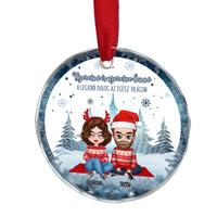 Szeretni és szeretve lenni - egyedi ajándék üveg karácsonyfadísz pároknak