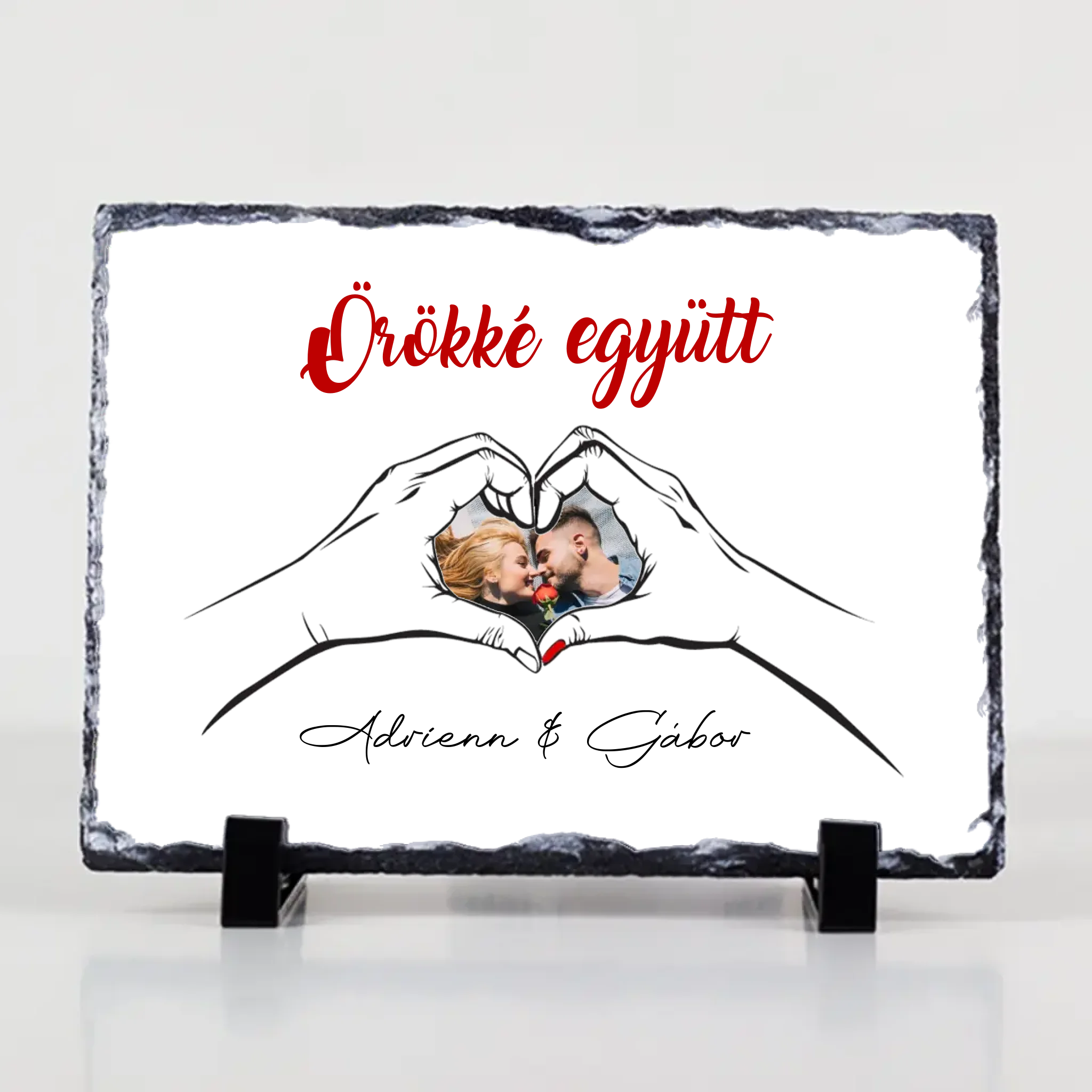 Örökké együtt egyedi képes Valentin napi gránitlap pároknak